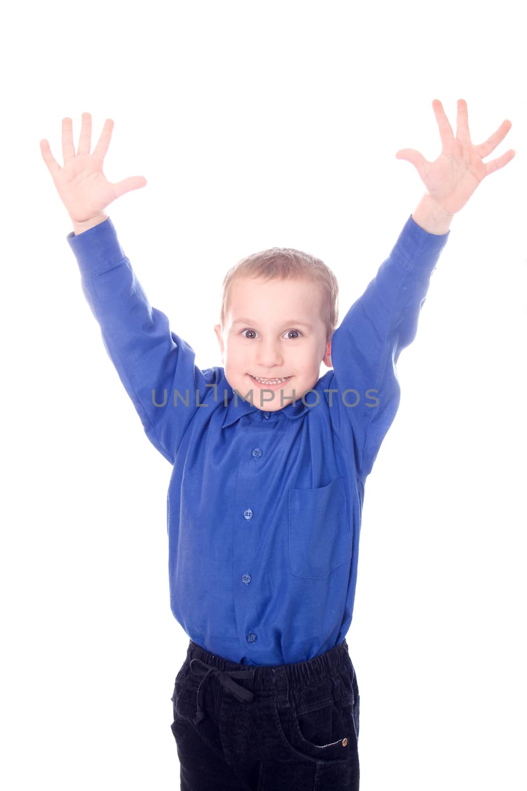 Boy with raised hands