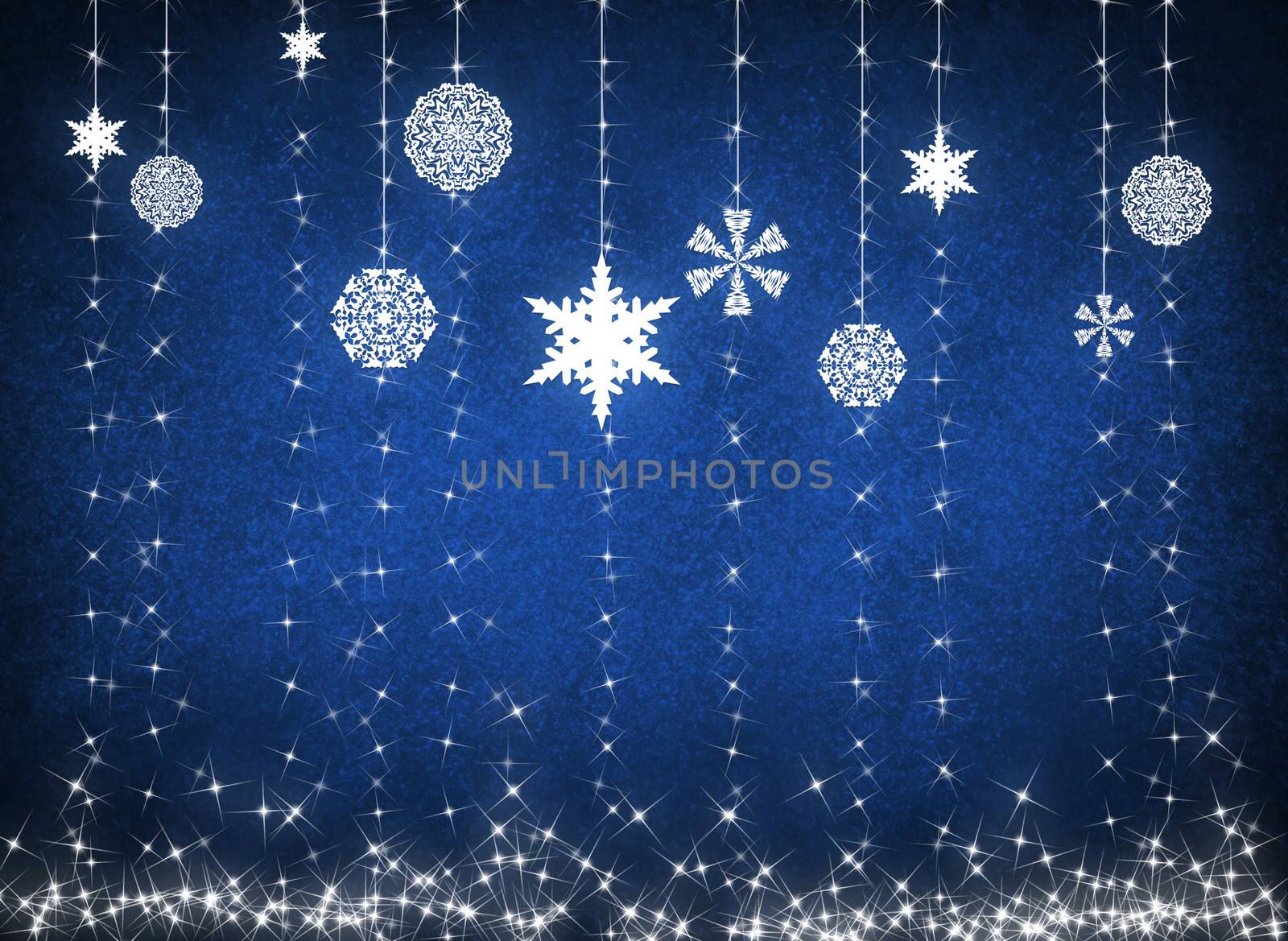 Christmas background. White snowflakes on a blue background