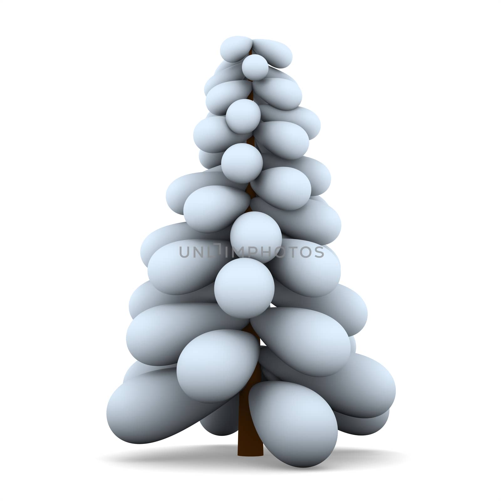 White christmas tree illustration isolated on white background