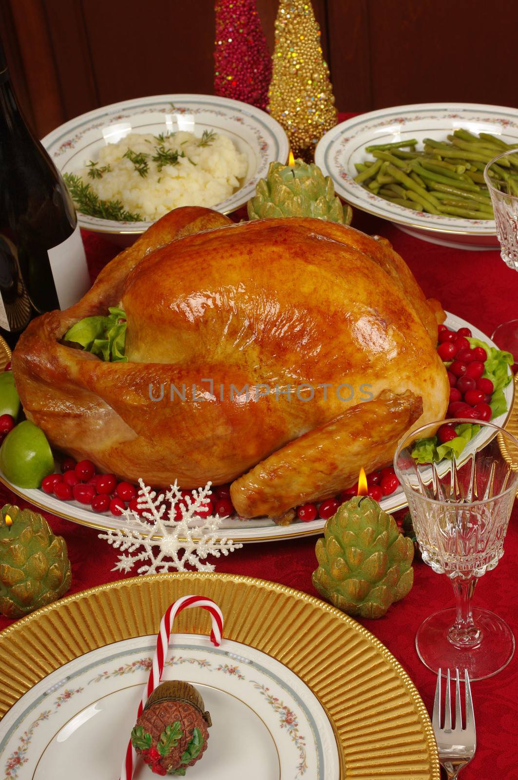 Christmas dinner with turkey