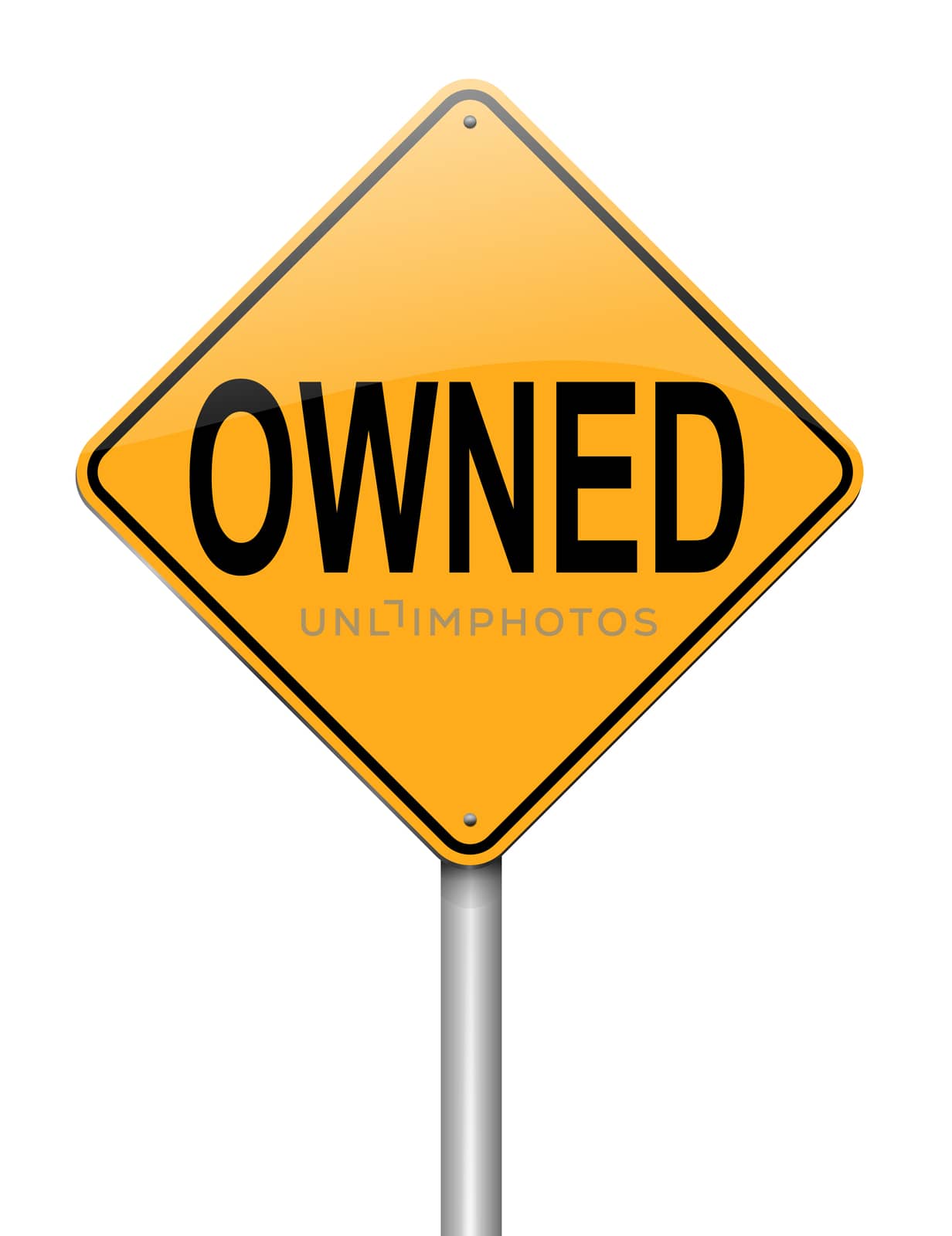 Illustration depicting a sign with an owned concept.