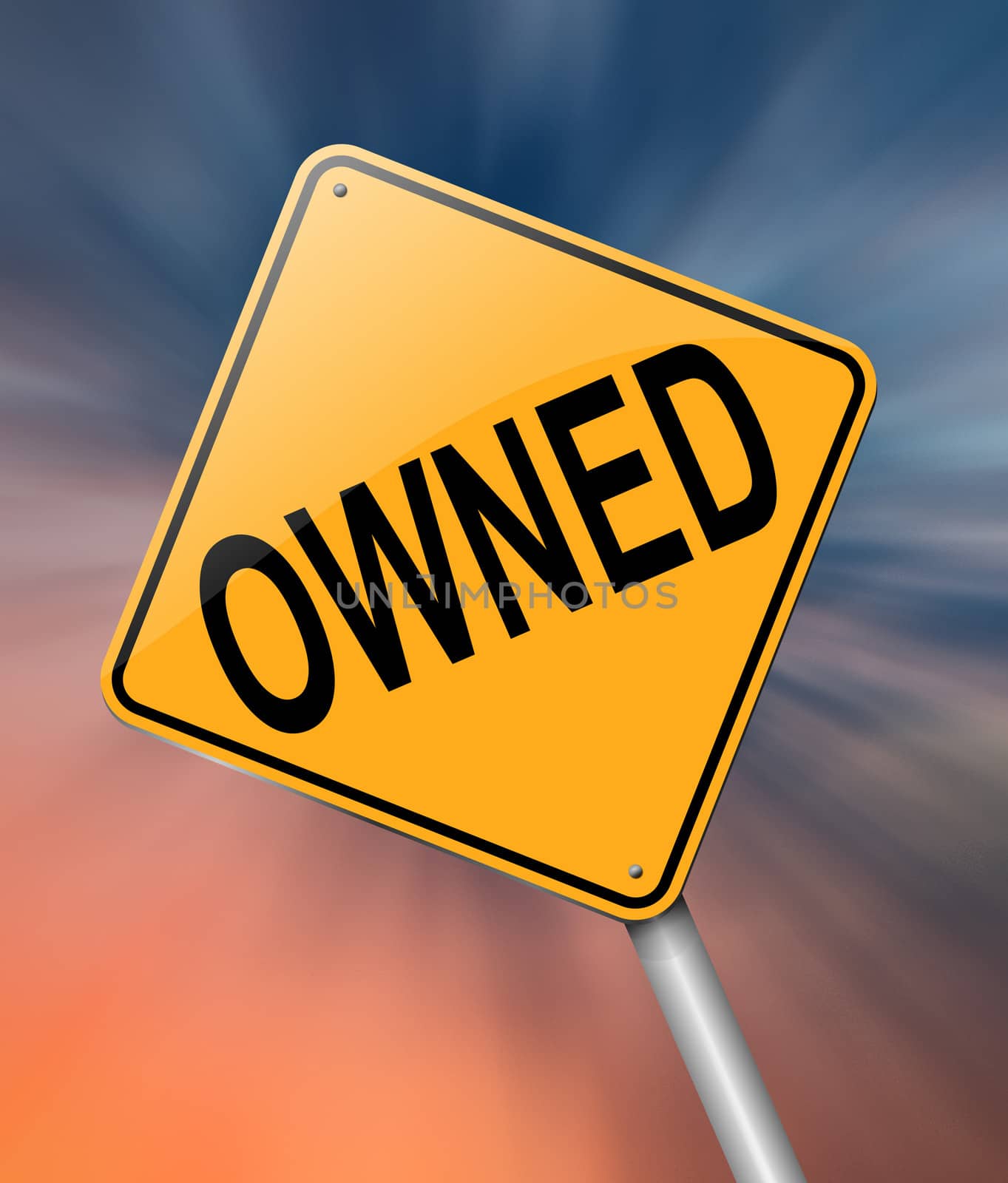 Illustration depicting a sign with an owned concept.
