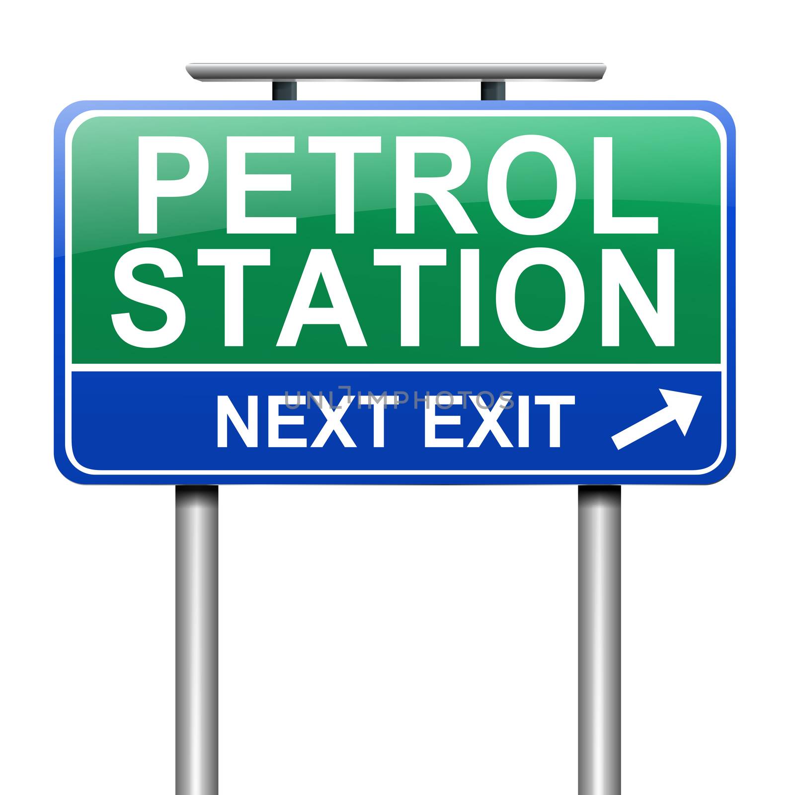 Illustration depicting a sign with a petrol station concept.