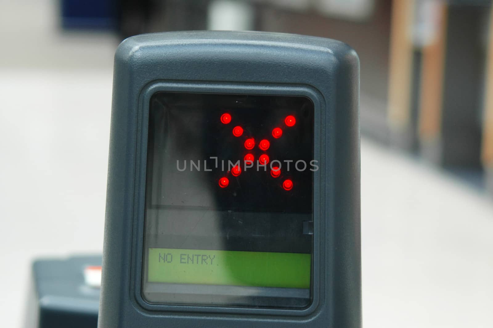 Close-up of the entry machine at the railway station