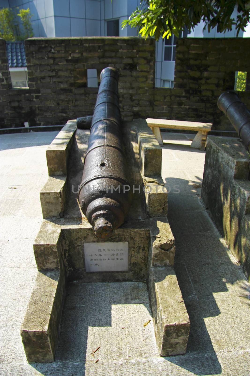 Ancient cannon in the Chinese museum outdoor