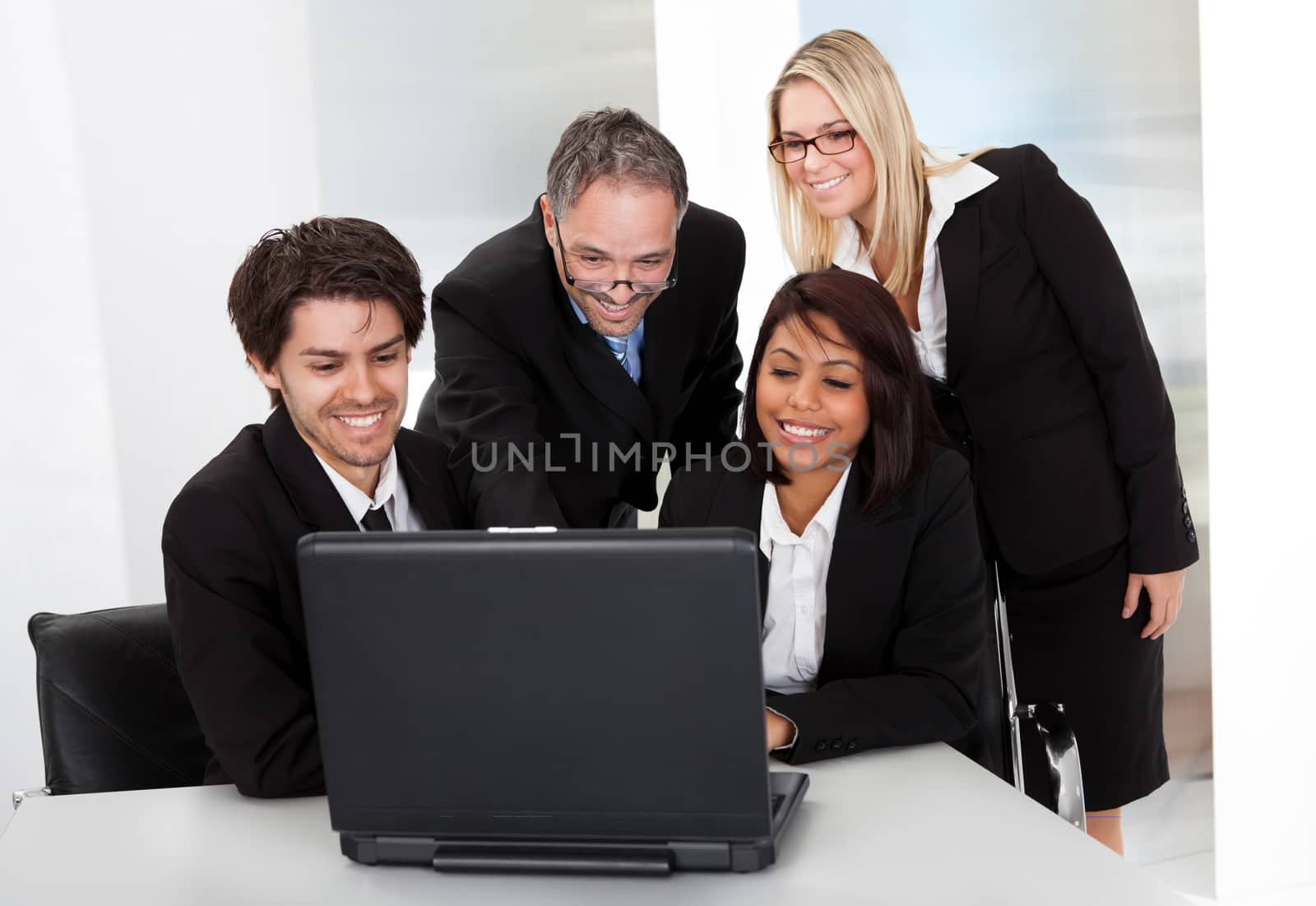 Group of business people at the meeting discussing