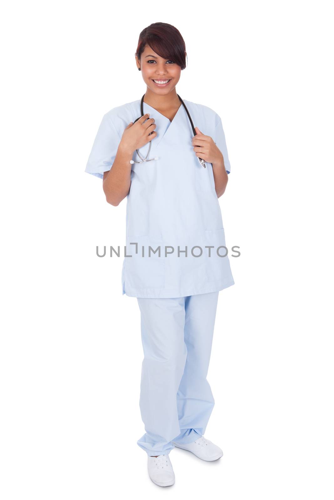 Smiling medical doctor woman with stethoscope by AndreyPopov