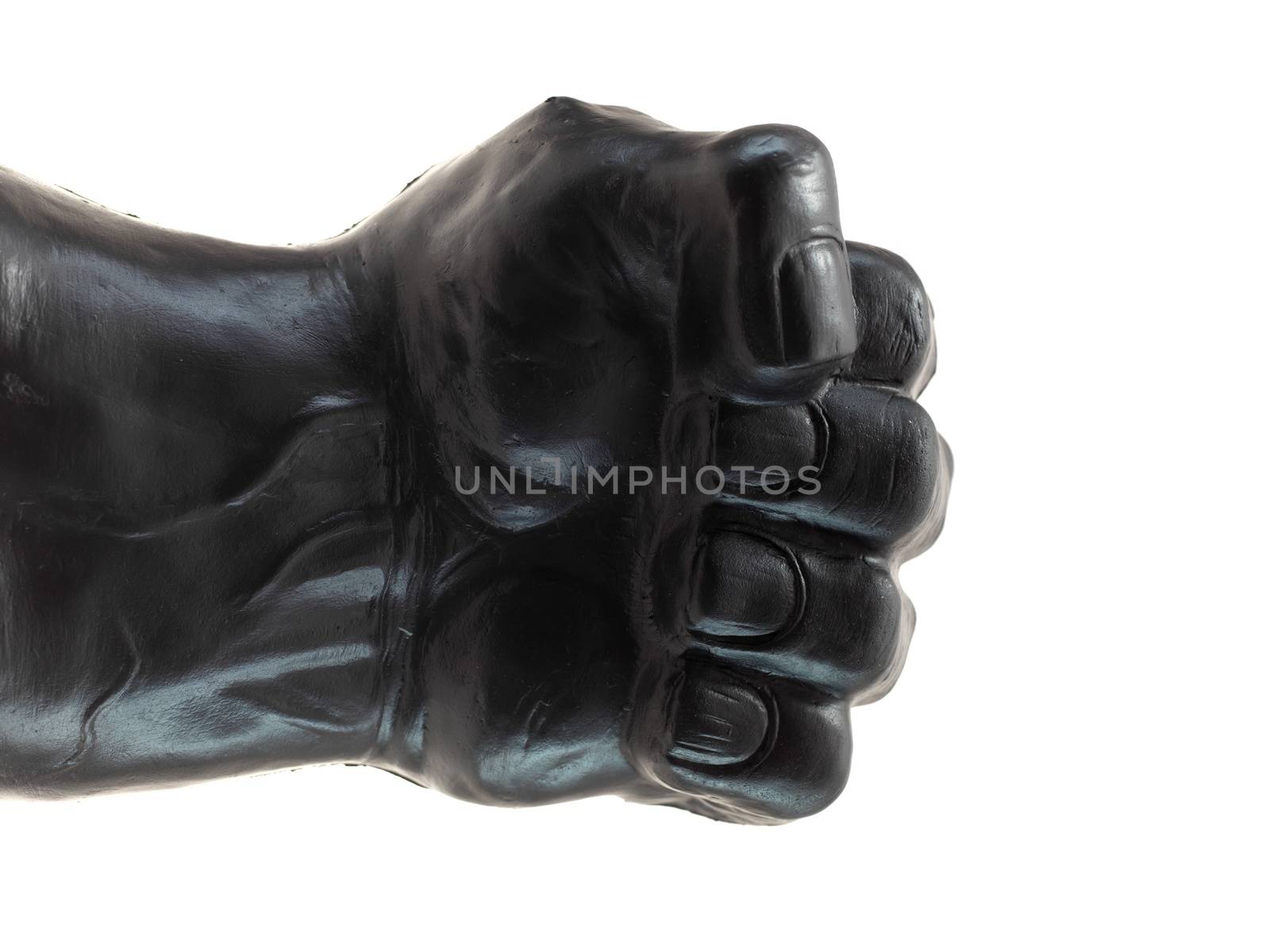 A clenched fist isolated against a white background