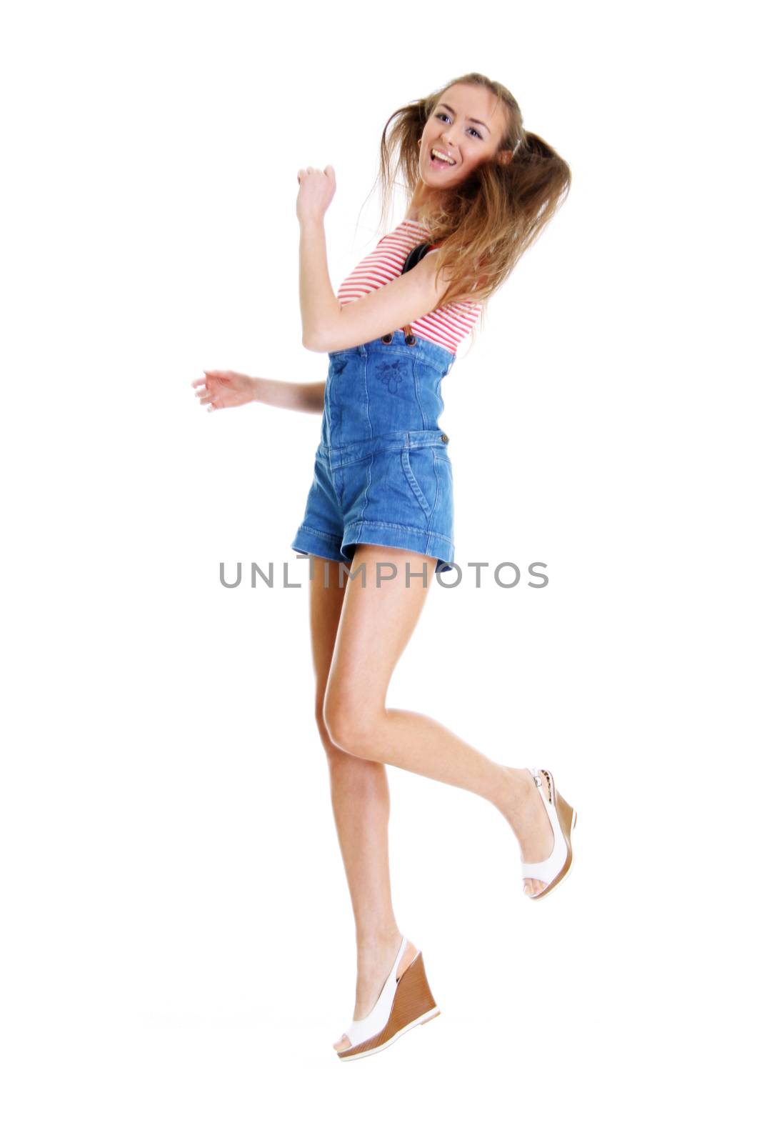 Full length of fashion model, white isolated