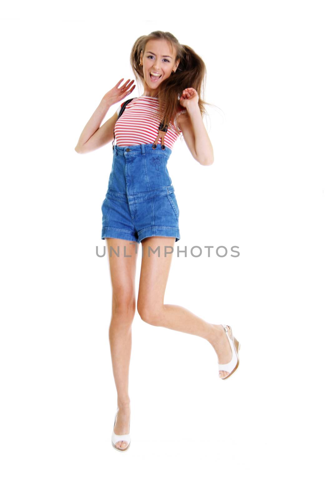 Full length of fashion model, white isolated