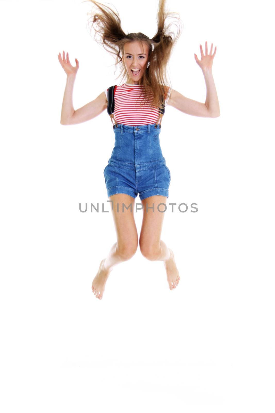 Full length of fashion model, white isolated