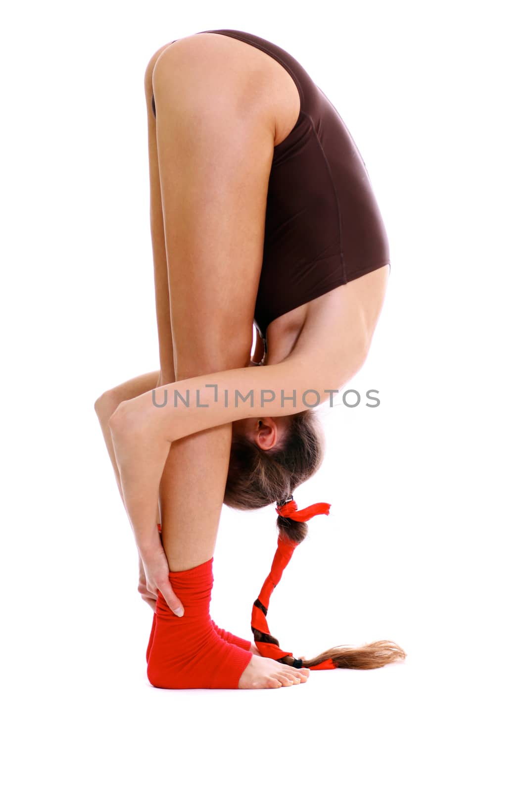 Fitness young woman in white isolated