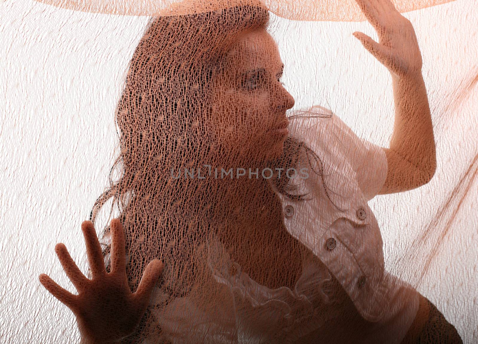 beautiful abstract girl portret in net