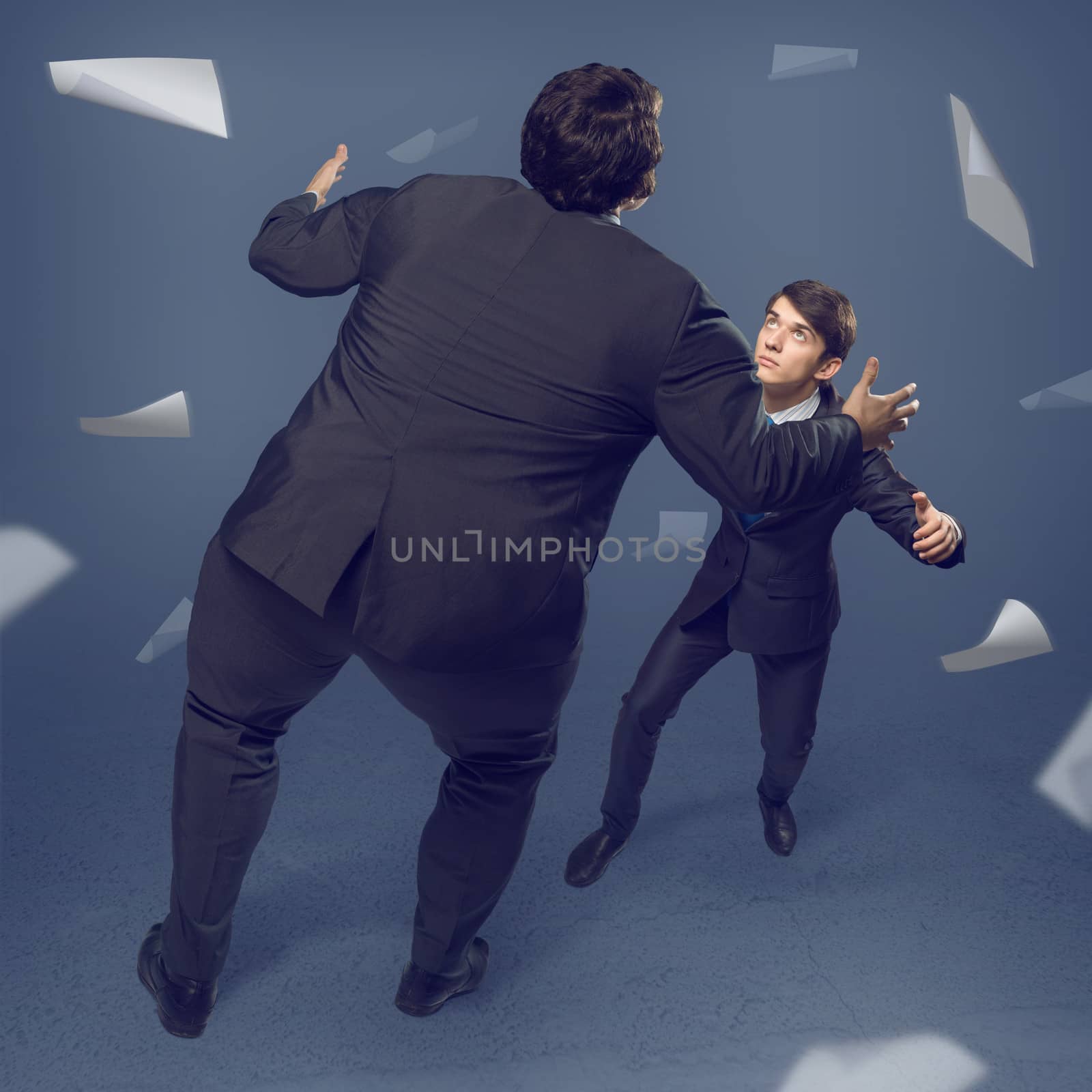 two businessmen fighting as sumoists, the concept of competition in business