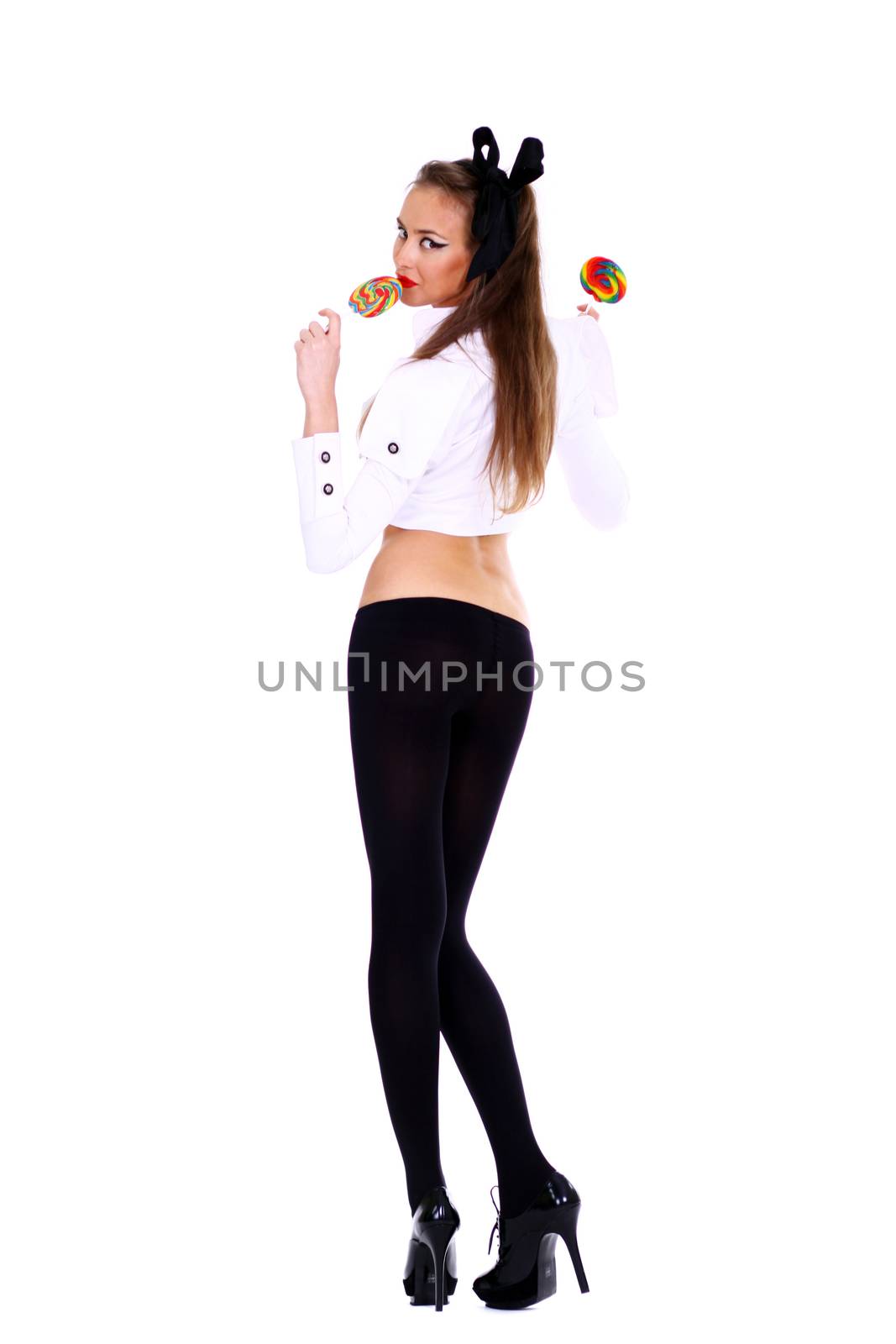 Full length of fashion model, white isolated