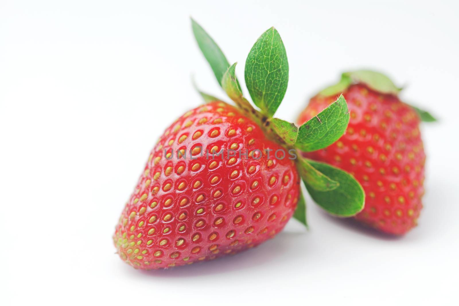 Beautiful ripe strawberry isolated on white by jannyjus