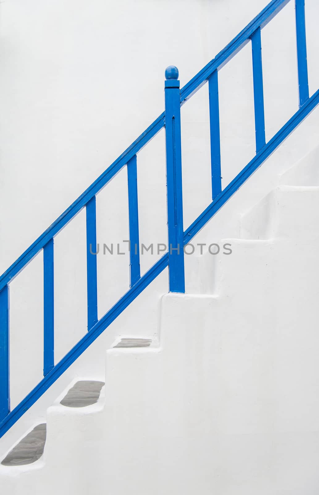 Blue handrail with white wall2