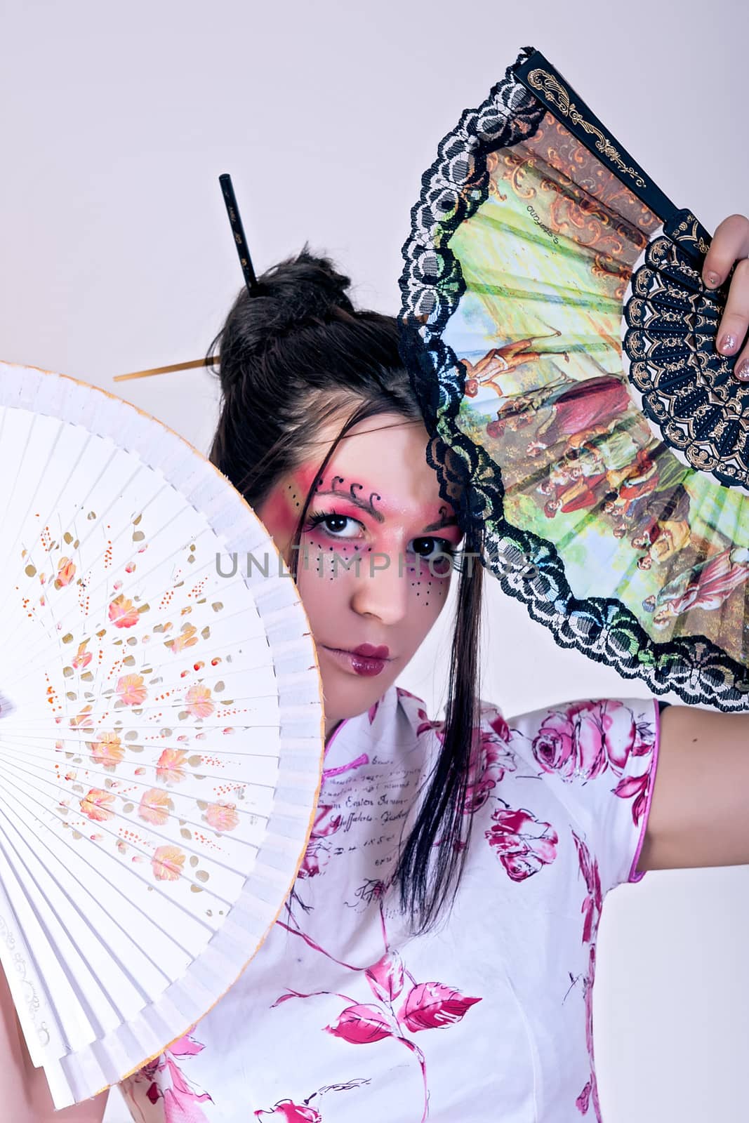 portrait of geisha with traditional make up