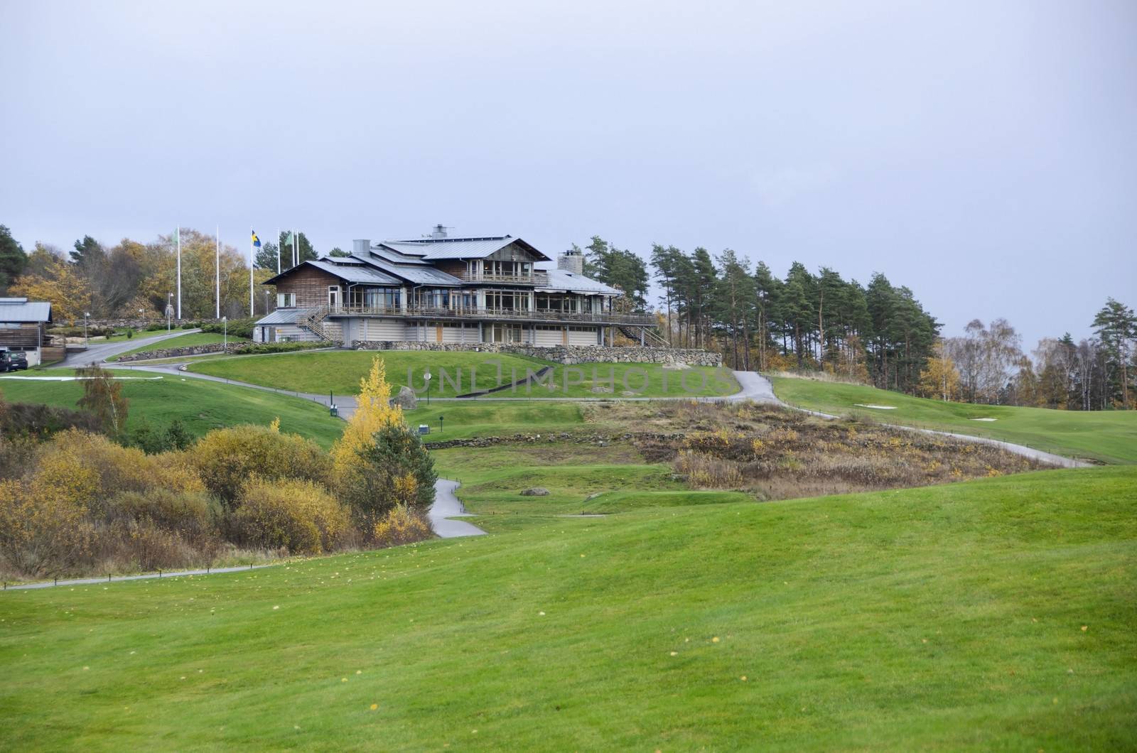 stately clubhouse on top of the height