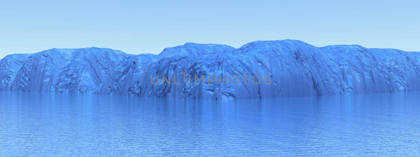 Icebergs and ocean. Peculiar landscape of the Antarctica.