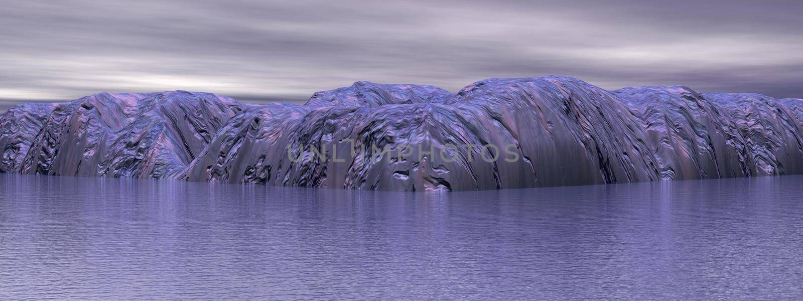 Icebergs and ocean. Peculiar landscape of the Antarctica.