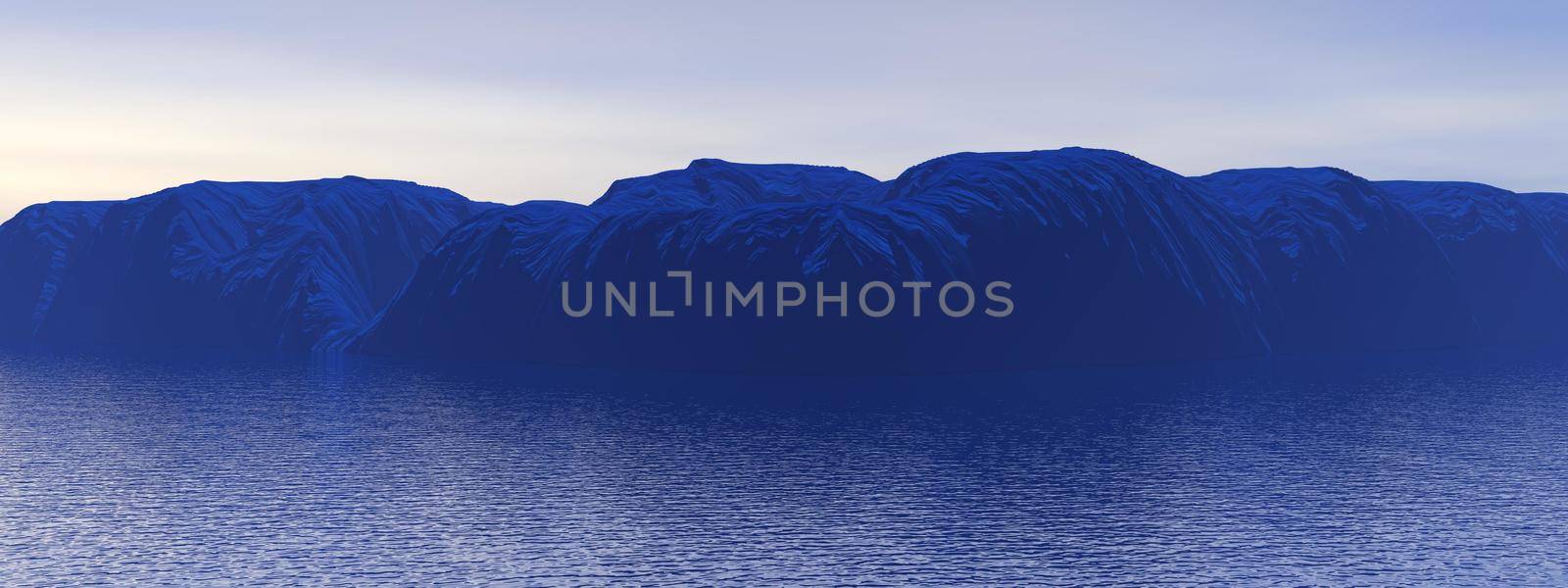 Icebergs and ocean. Peculiar landscape of the Antarctica.