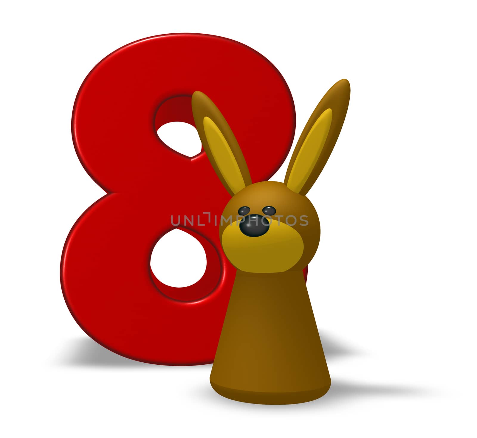 number eight and rabbit - 3d illustration