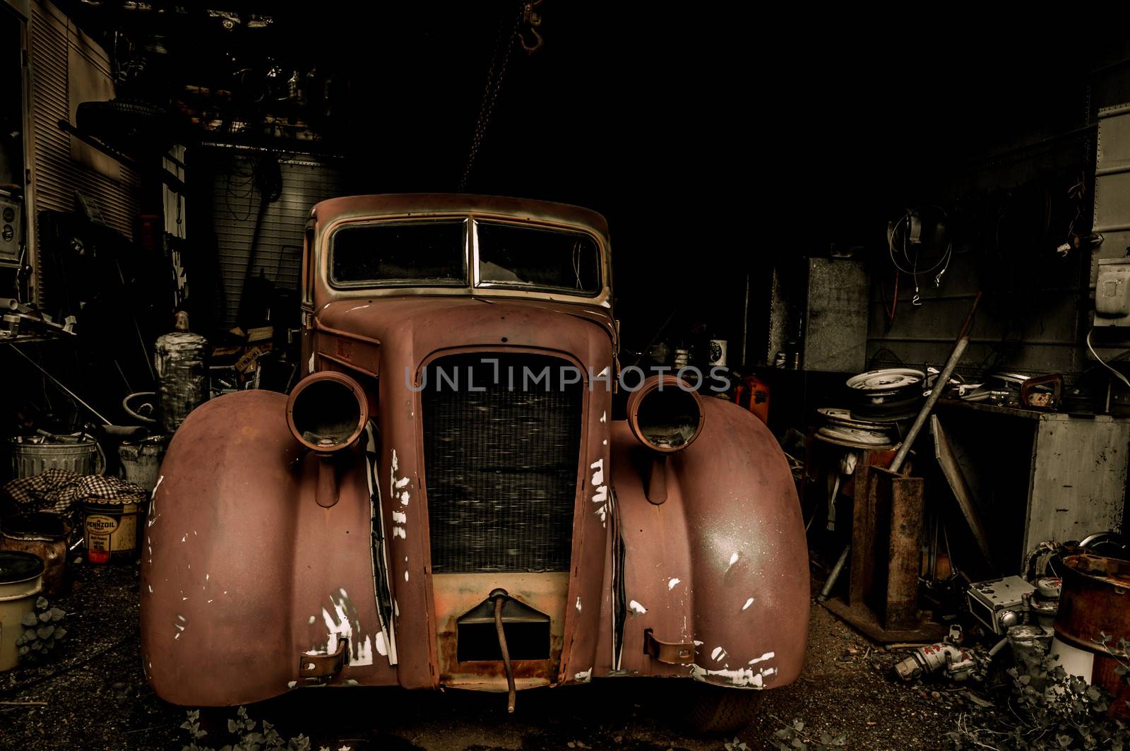 Jerome Arizona Ghost Town mine and old car garage