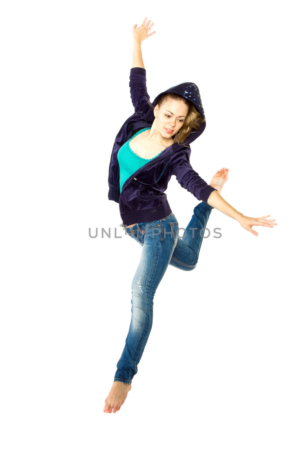 Dancer girl, isolated on white