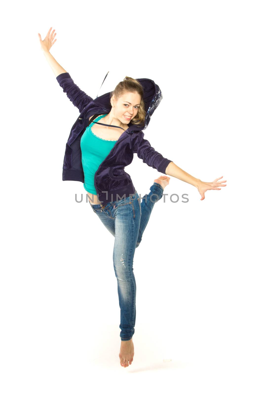 Dancer girl, isolated on white