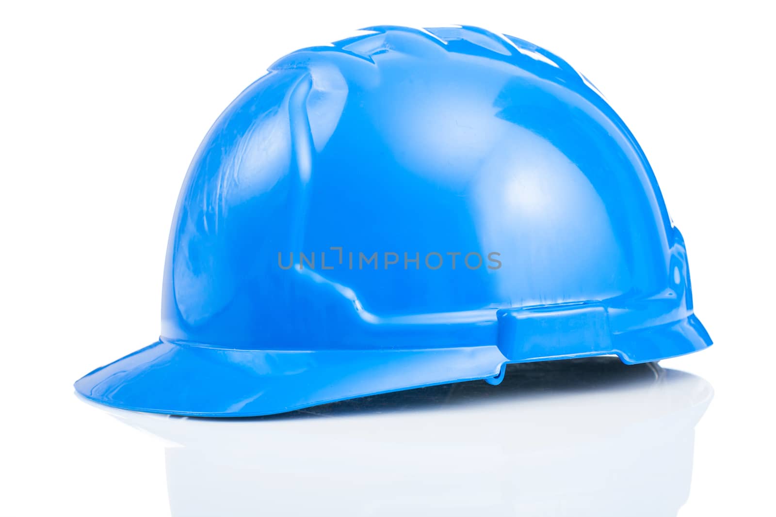 blue hardhat isolated on white by mihalec