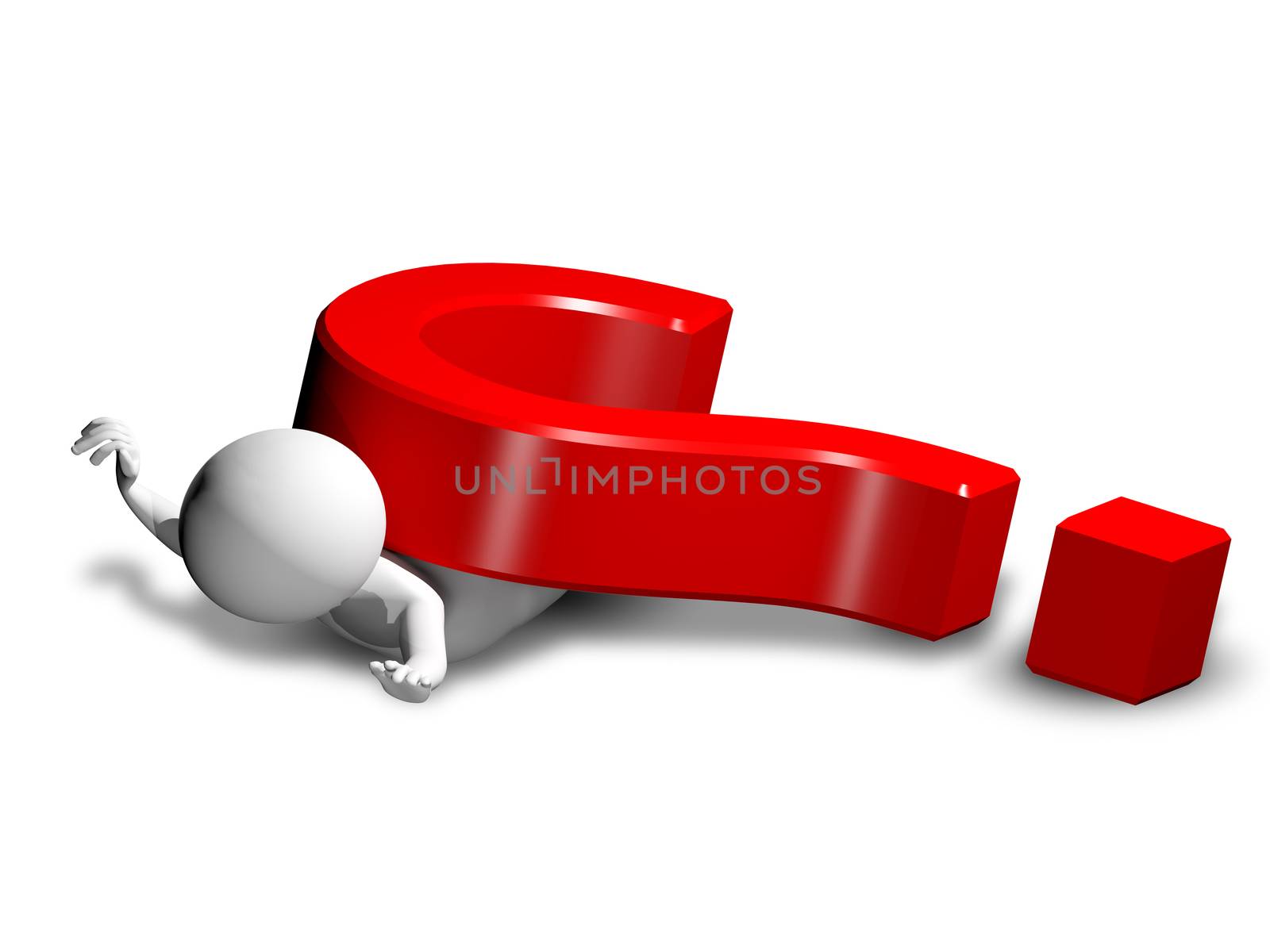 3d illustration of a man and a question mark