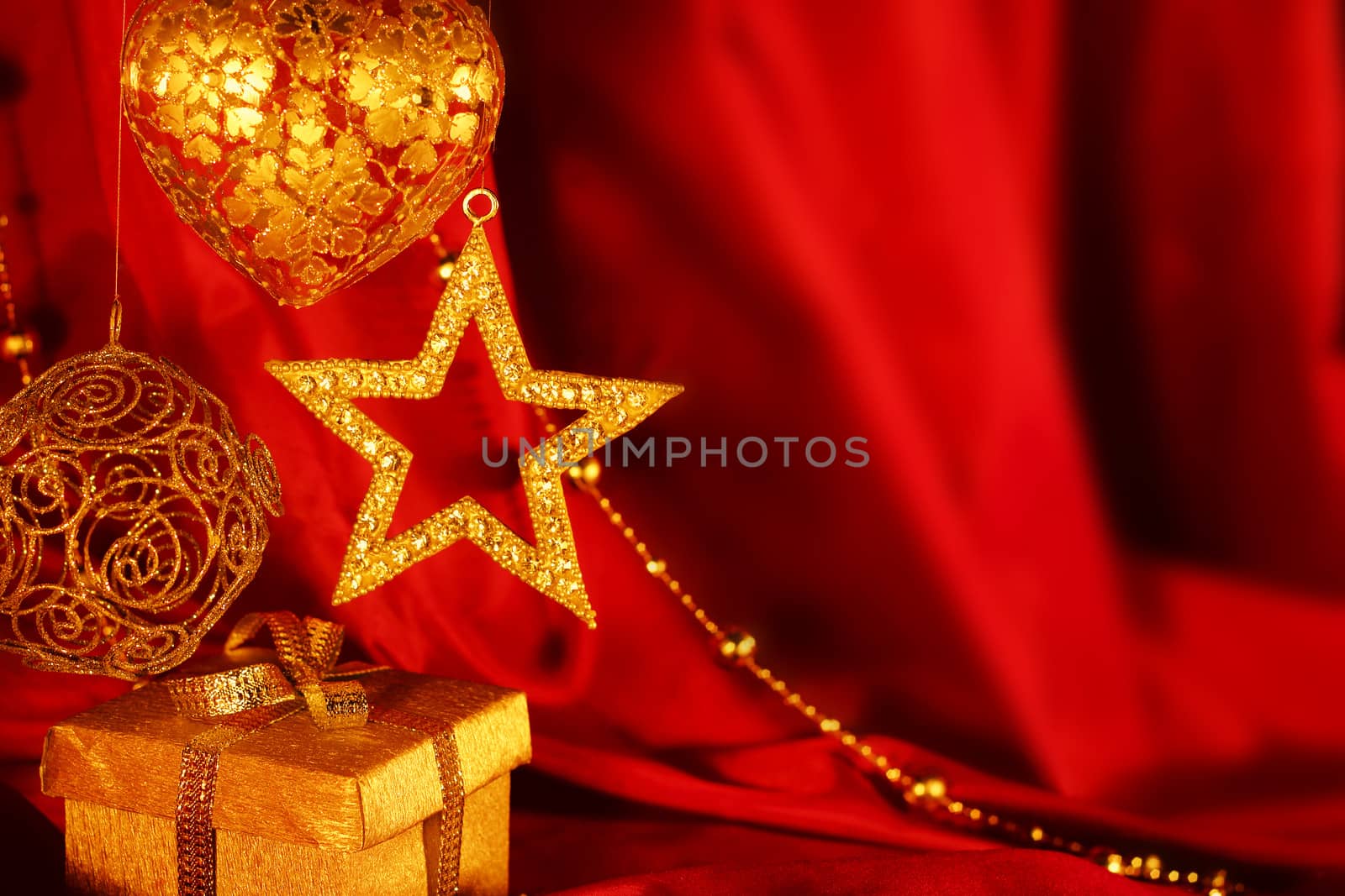 Golden christmas decoration and gift by destillat