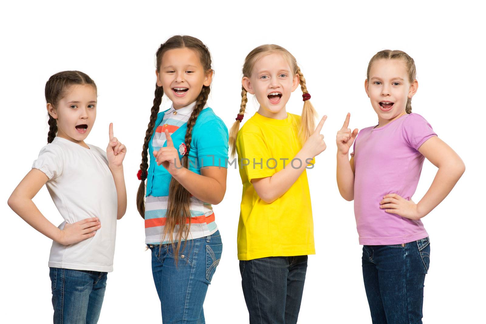 small group of girls stand in a row