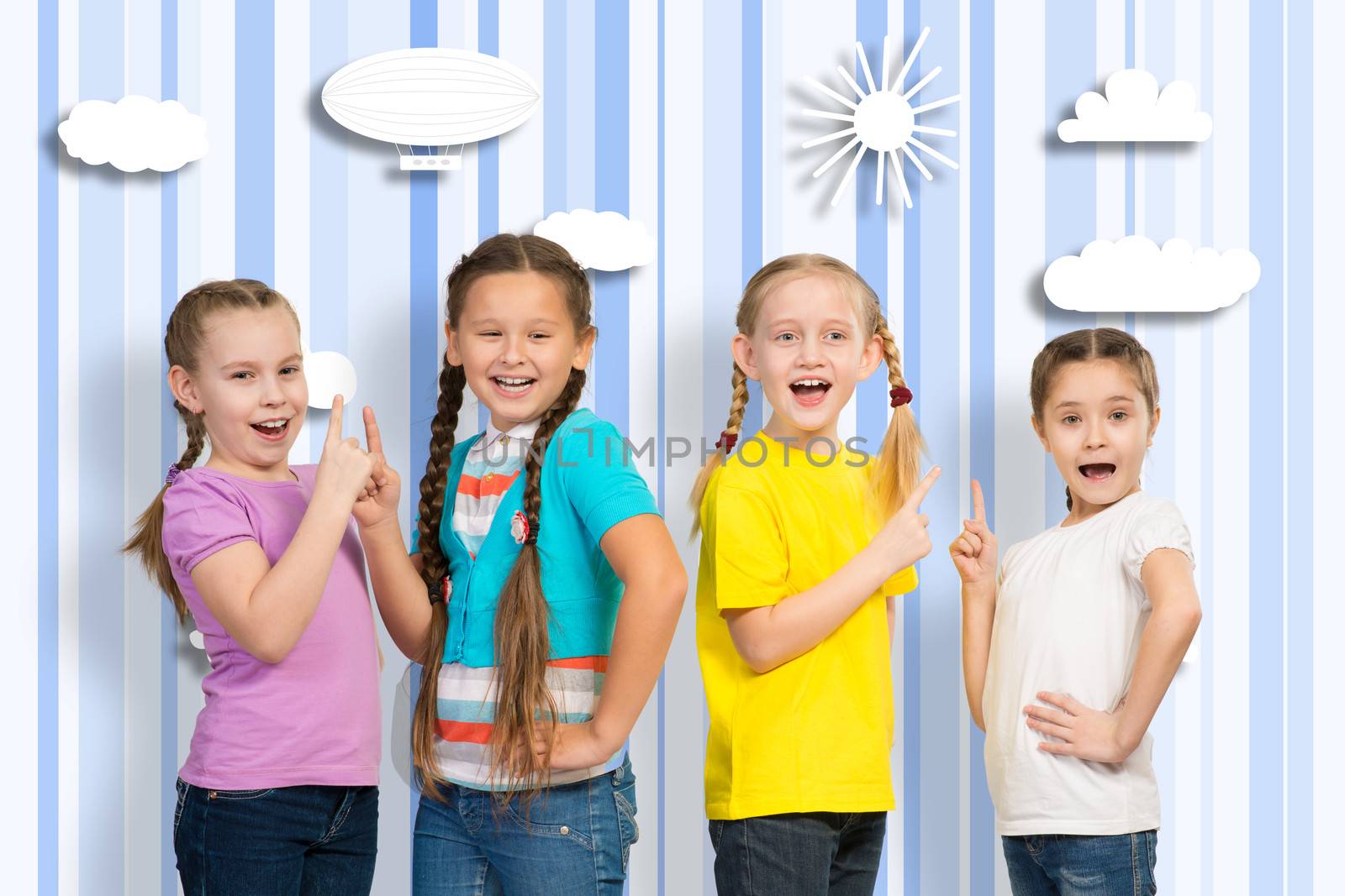 small group of girls stand in a row