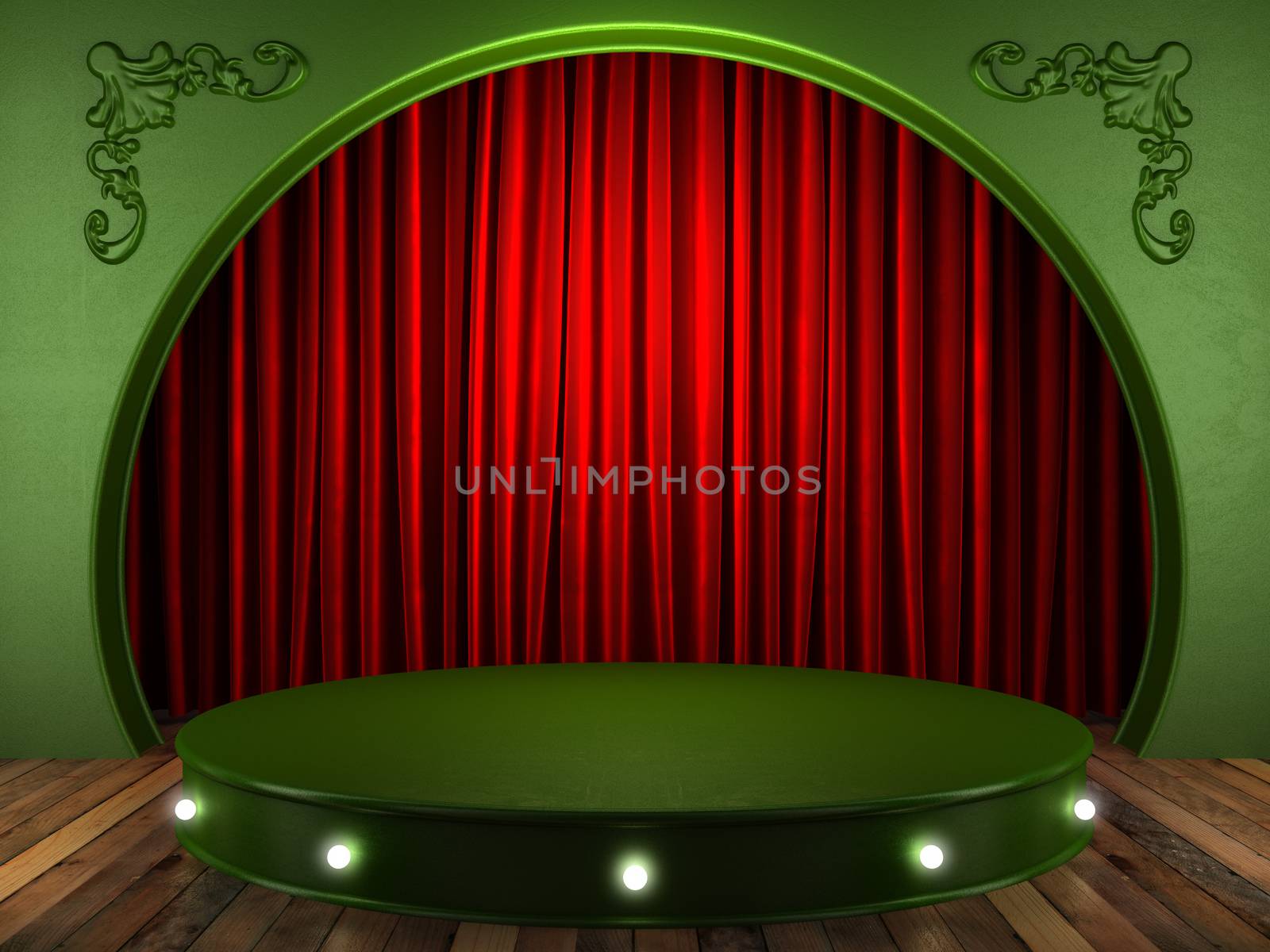 red fabric curtain on stage by videodoctor