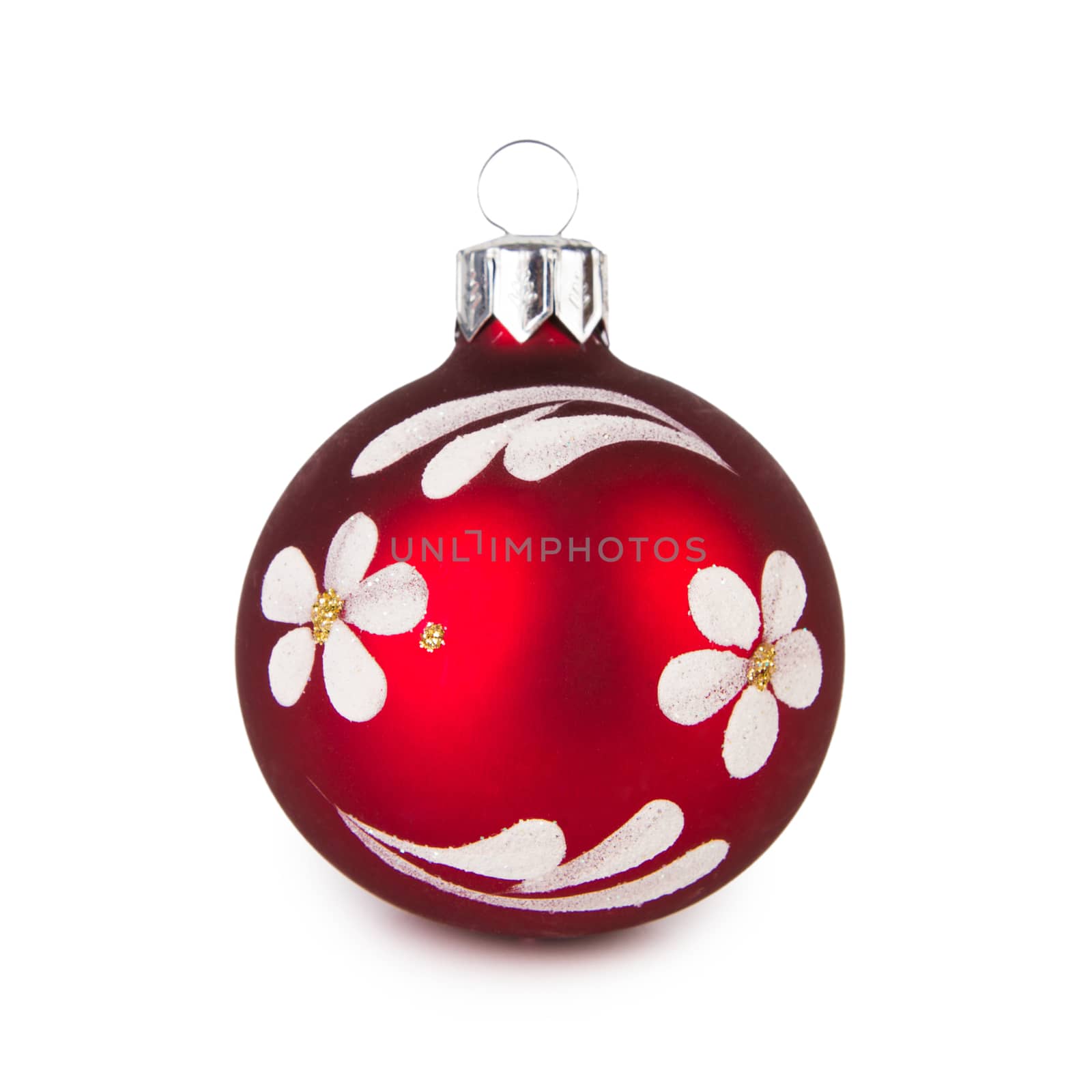 Red Christmas ball isolated on a white background