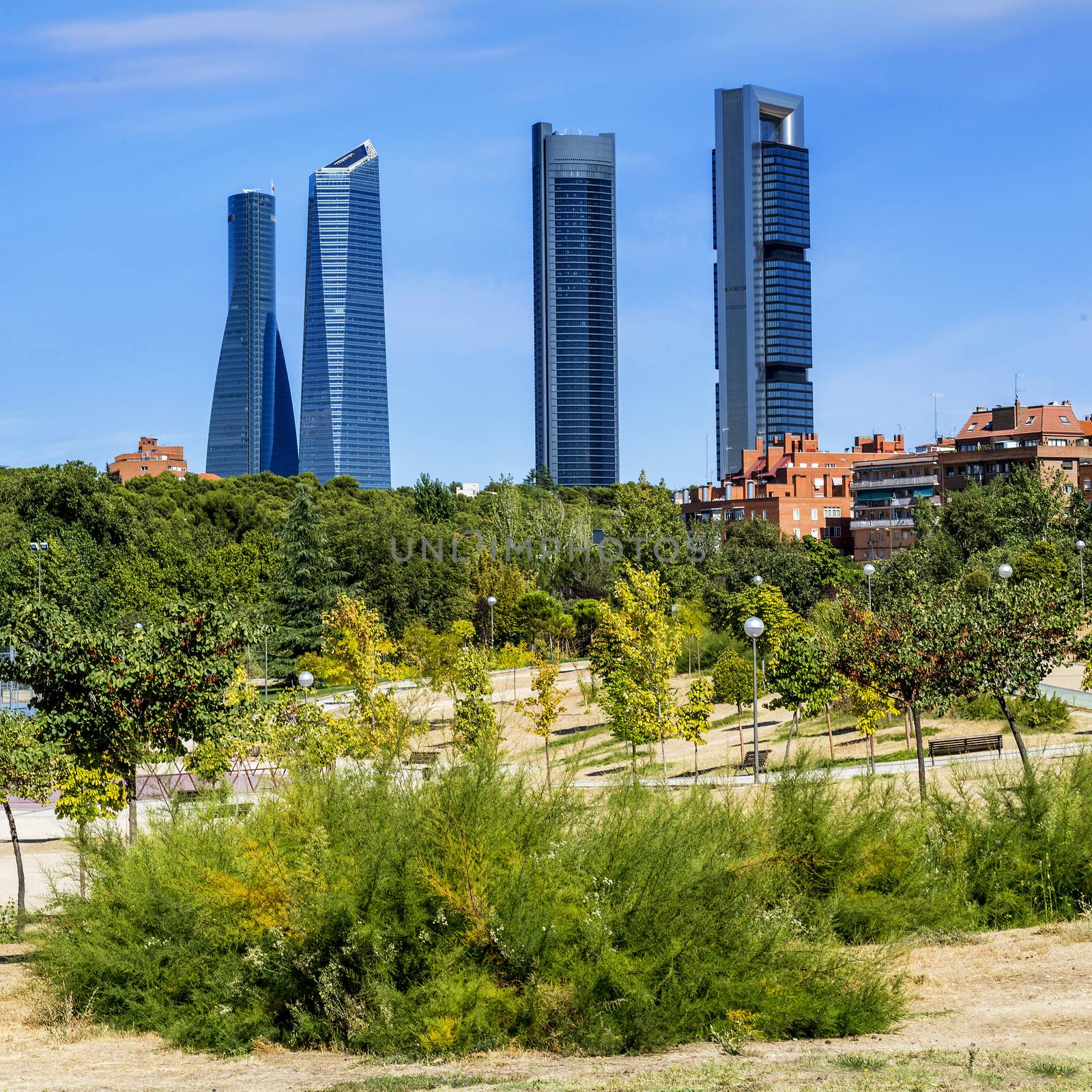 four modern skyscrapers (Cuatro Torres) Madrid, Spain 