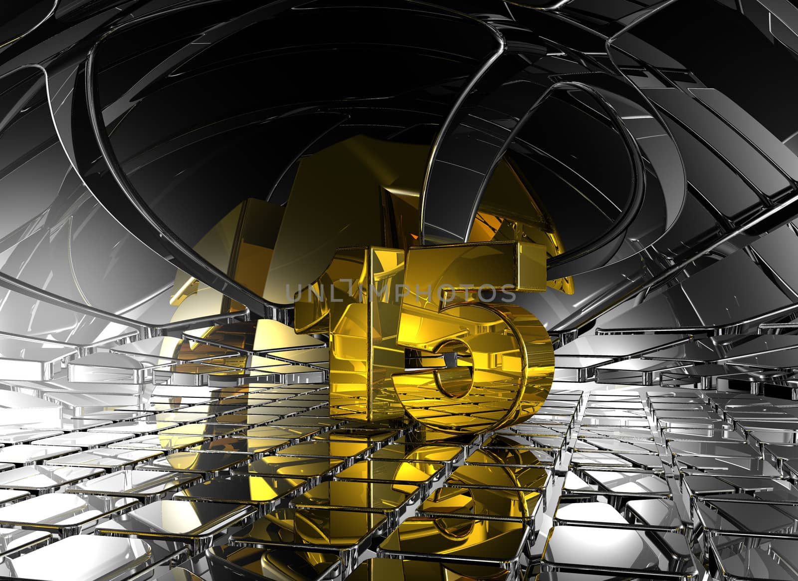 number fifteen in abstract futuristic space - 3d illustration