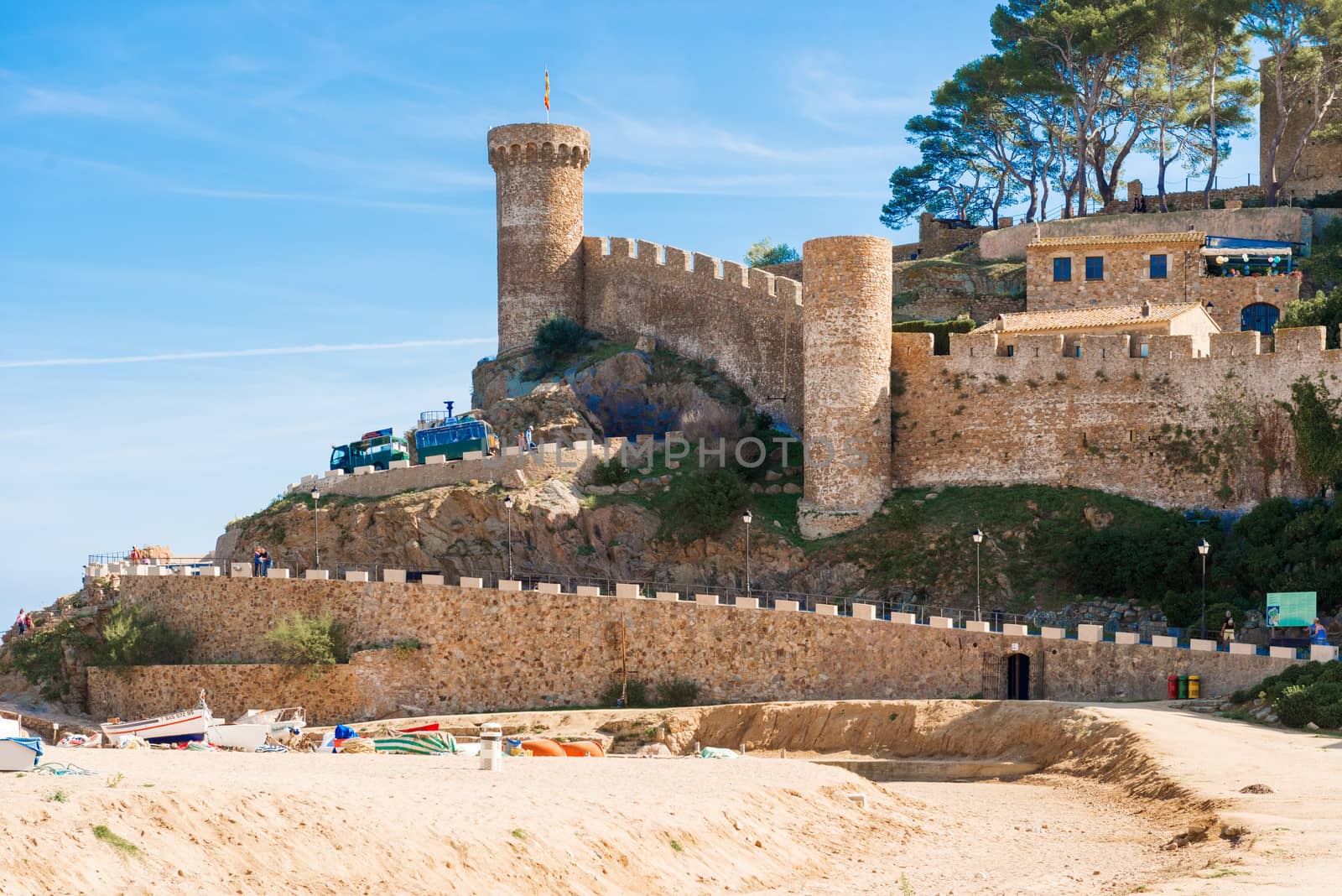 Beach and medieval castle in Tossa de Mar, Spain by Marcus
