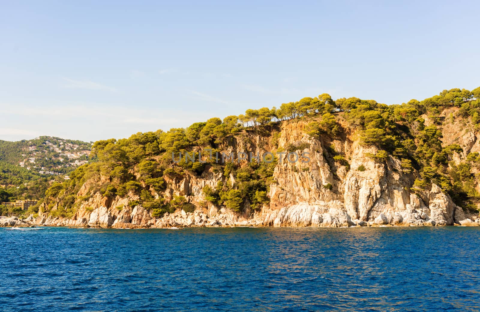 Cliffs of the Costa Brava coastline in Catalonia, Spain