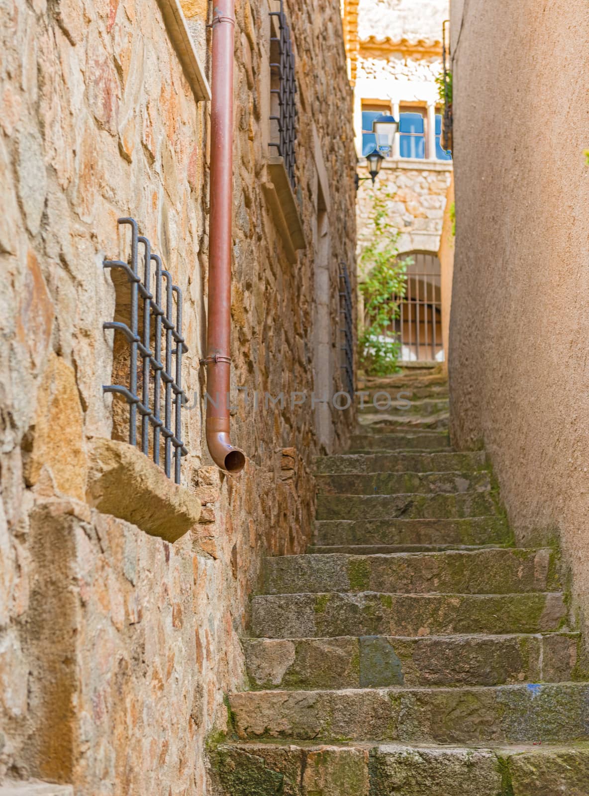 Stairs in medievaltown of Tossa del Mar on Costa Brava, Spain