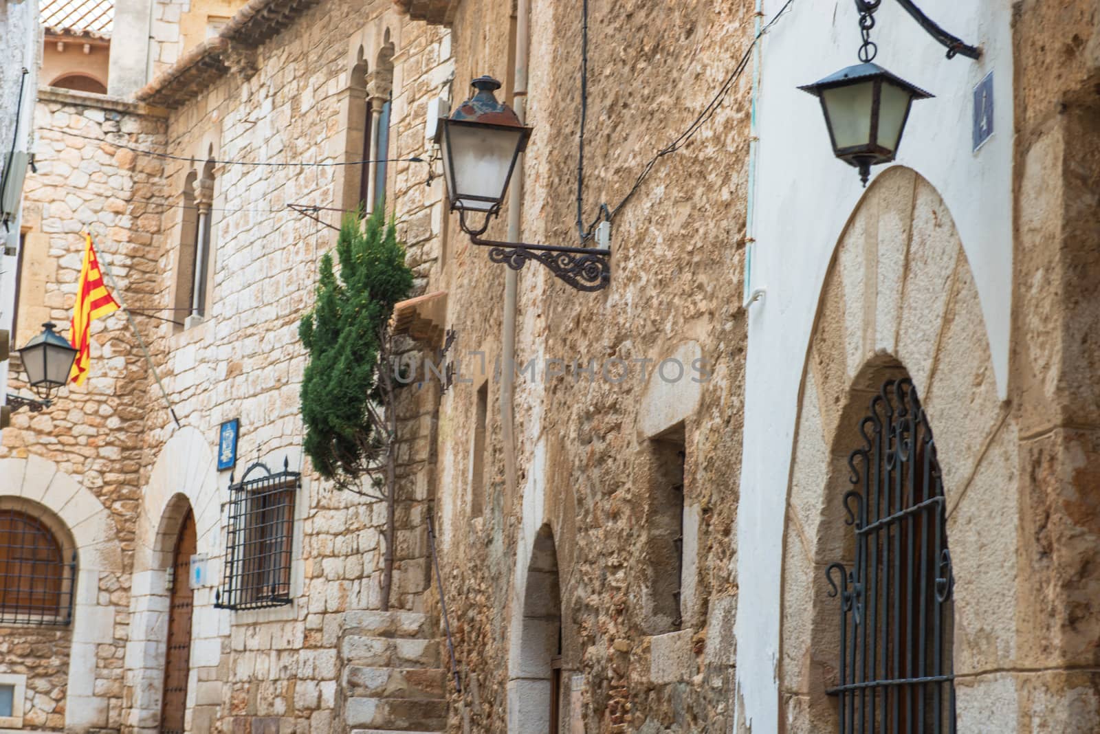 Old Stone Street in Sitges, Catalonia, Spain, near Barcelona