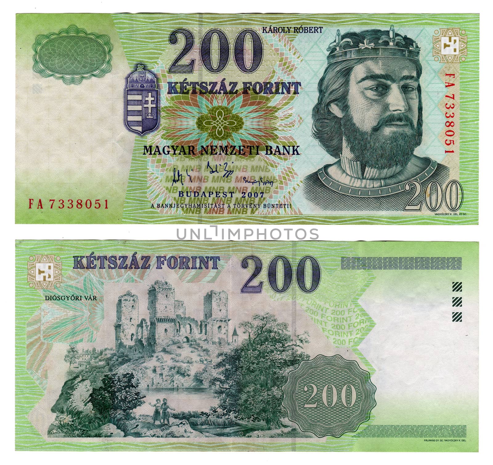 high resolution vintage hungarian banknote from 2007