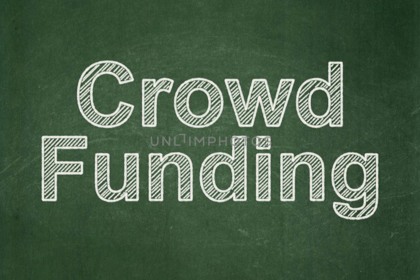Business concept: text Crowd Funding on Green chalkboard background, 3d render