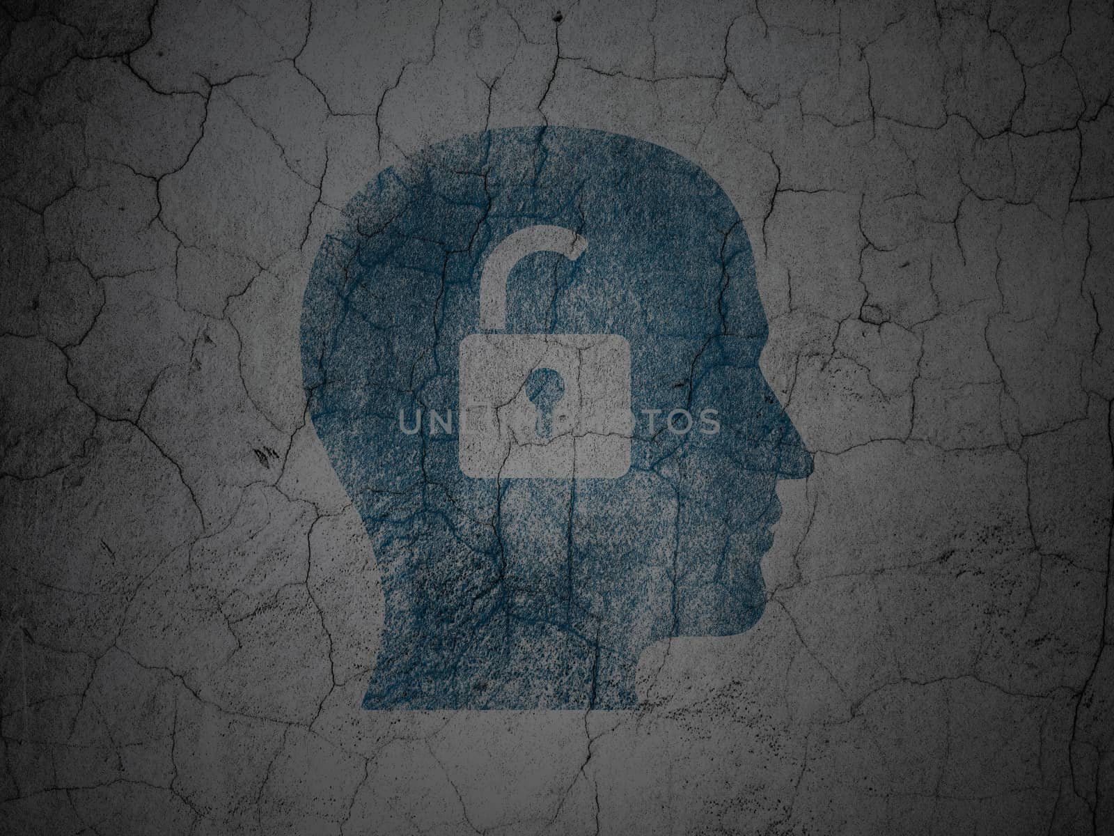 Business concept: Head With Padlock on grunge wall background by maxkabakov