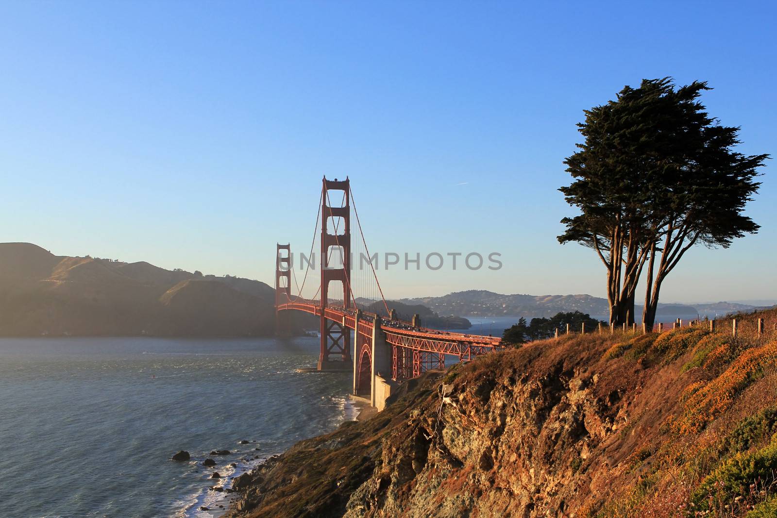 Baker Beach underneath the Golden Gate Bridge in San Francisco. California