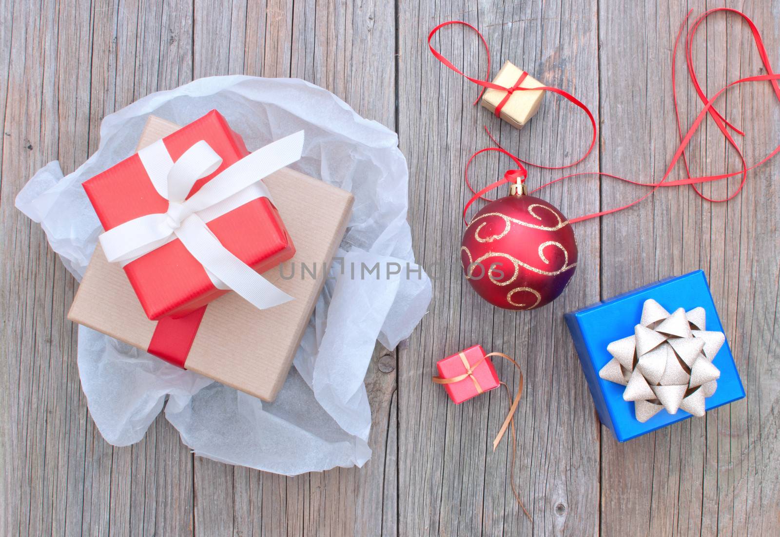 Christmas presents and gifts with decorations