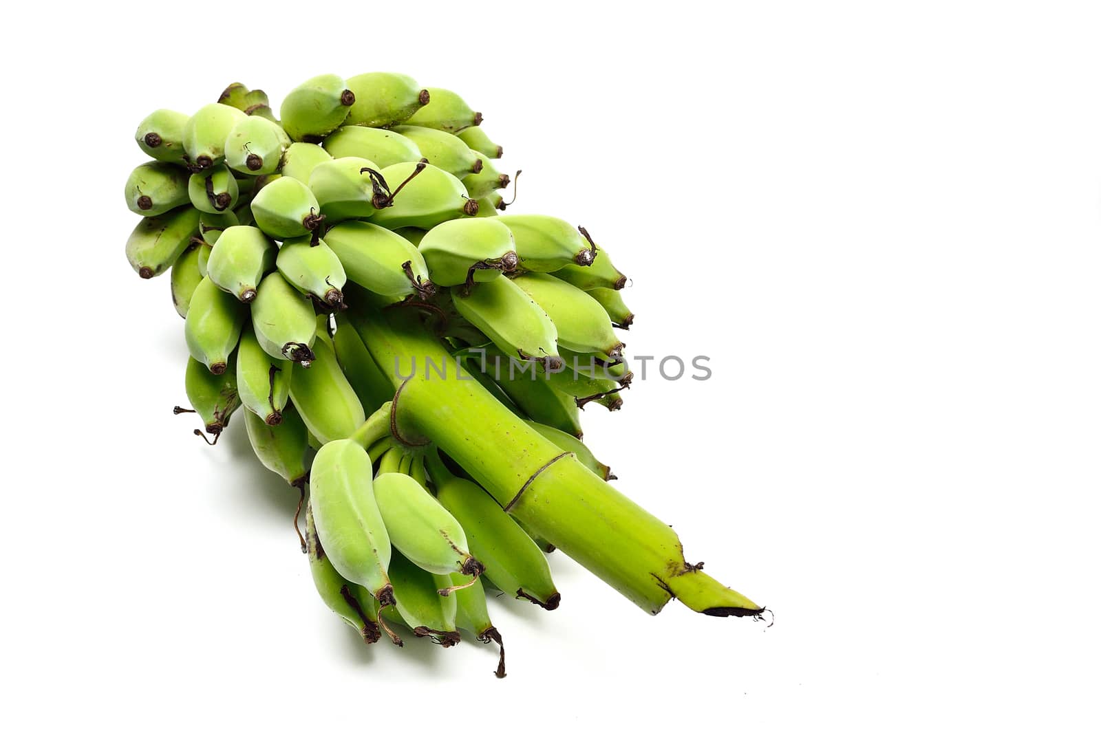 Green banana isolated on white background
