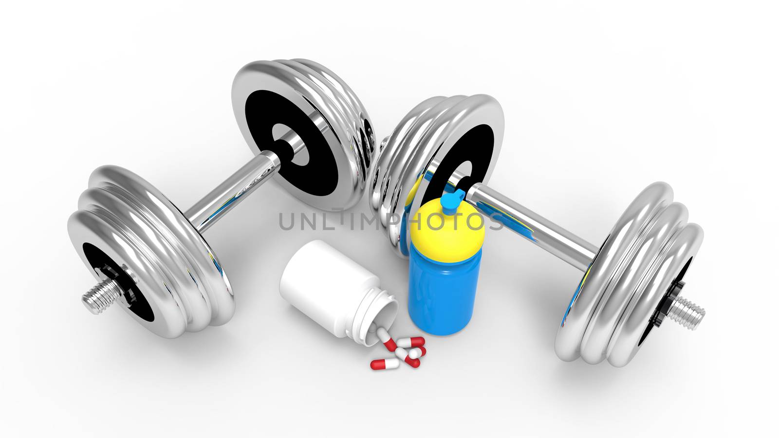 Dumbbells with vial of pills by Boris15